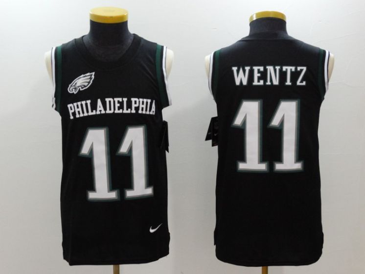 Men Philadelphia Eagles 11 Carson Wentz Black Rush Player Name Number Tank Top stitched NFL Jerseys